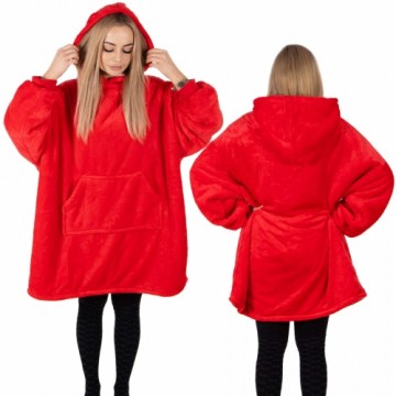 Liela izmēra kapuces sega hoodie blanket Springos HA7321 sarkans