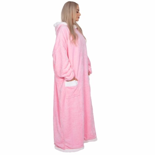Liela izmēra kapuces sega hoodie blanket Springos HA7329 rozā image 2