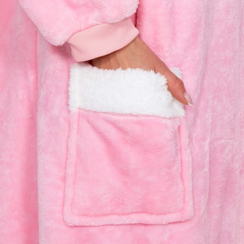 Liela izmēra kapuces sega hoodie blanket Springos HA7329 rozā image 5