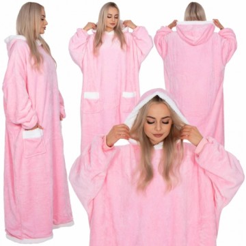 Одеяло с капюшоном большого размера hoodie blanket Springos HA7329 розовое