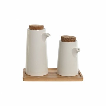 Eļļas un etiķa komplekts Home ESPRIT Balts Bambuss Keramika 20,6 x 12 x 18 cm