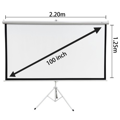 EXTRALINK PROJECTION SCREEN 100" 16:9, 220x125CM WHITE PVC, SEMI-AUTO ROLLER, WITH STAND, PSR-100 image 2