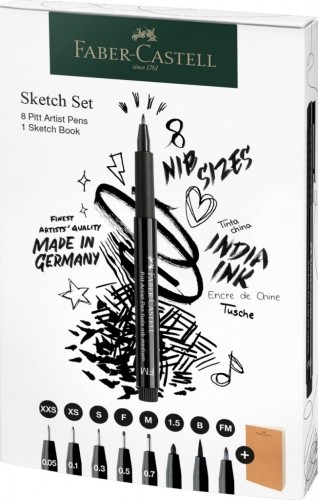 Flomāstertipa pildspalvu komplekts Faber-Castell Pitt Artist Pen + Skiču albums image 1