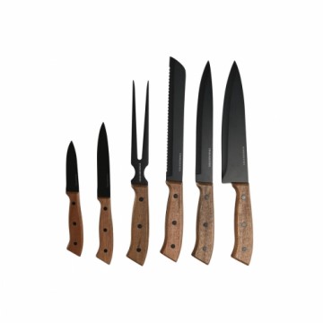 Набор ножей Home ESPRIT Чёрный Нержавеющая сталь древесина акации 4 x 1 x 33 cm 6 Предметы