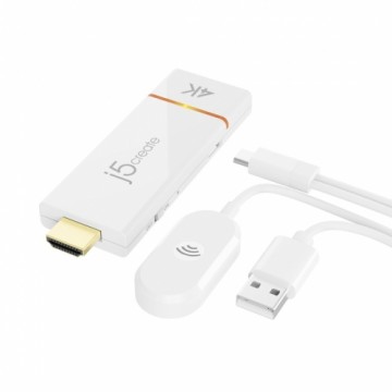 J5 Create Nadajnik i odbiornik audio/video bezprzewodowy j5create ScreenCast 4K Wireless Display Adapter; kolor biały JVAW76-N