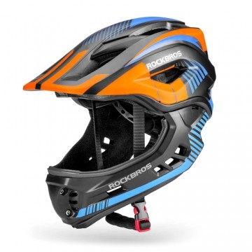 Children's bicycle helmet with detachable visor Rockbros TT-32SOBL-S size S - black and orange