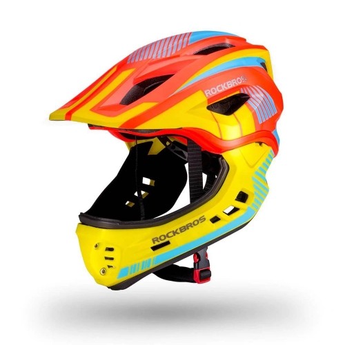 Children's bicycle helmet with detachable visor Rockbros TT-32SOYB-S size S - yellow-orange image 1