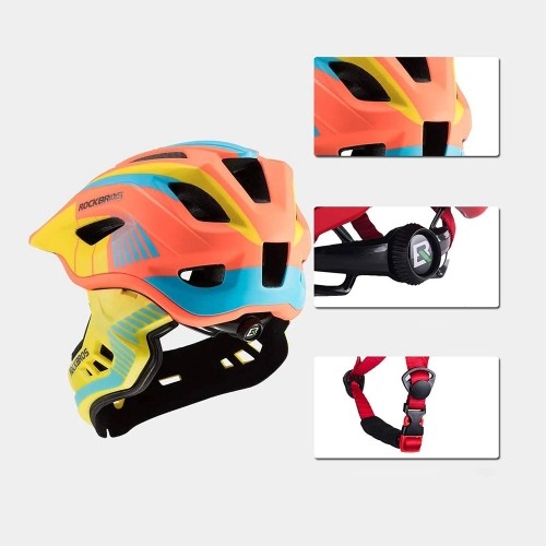 Children's bicycle helmet with detachable visor Rockbros TT-32SOYB-S size S - yellow-orange image 2