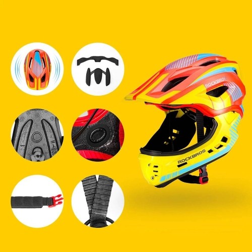 Children's bicycle helmet with detachable visor Rockbros TT-32SOYB-S size S - yellow-orange image 4