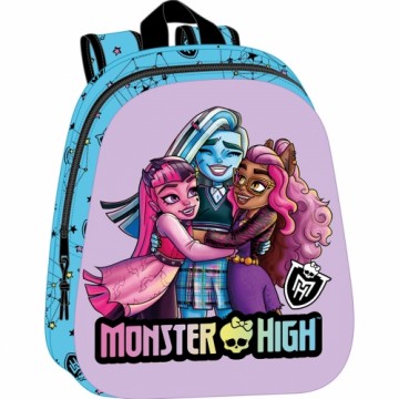 Skolas soma Monster High Zils Ceriņš 27 x 33 x 10 cm