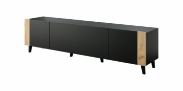 Cama Meble TV cabinet FARO 200x42x52 black matt + oak craft