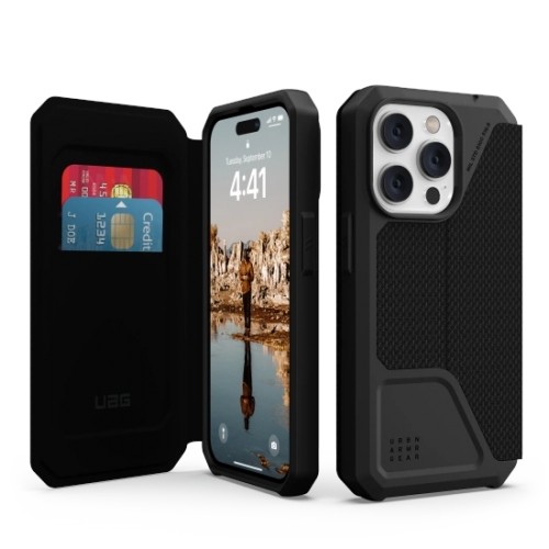 UAG Metropolis case for iPhone 14 Pro with flap - black kevlar image 2