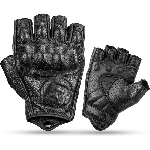 Rockbros 16220006003 L leather motorcycle gloves - black image 1