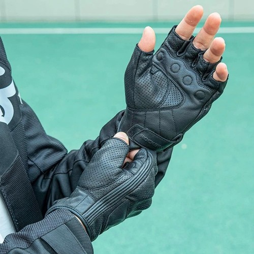 Rockbros 16220006003 L leather motorcycle gloves - black image 2