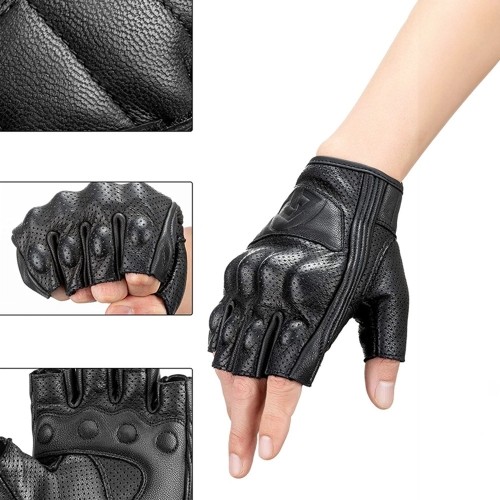 Rockbros 16220006003 L leather motorcycle gloves - black image 4