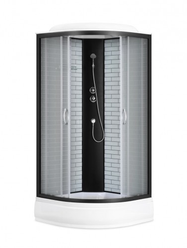 Slēgtā dušas kabīne GOTLAND LOFT 90x90x215cm, seklais paliktnis (15cm), priekšējie stikli pelēki, aizmugure melna image 1