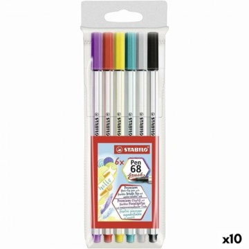 Flomasteru Komplekts Stabilo Pen 68 Brush Daudzkrāsains (10 gb.)