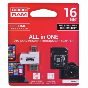 USB Zibatmiņa GoodRam M1A4 All in One Balts Melns Pelēks 16 GB