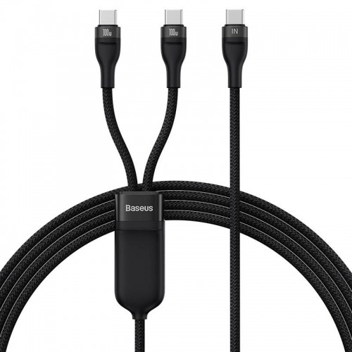 2in1 USB cable Baseus Flash Series USB-C do USB-C 100W, 1.5m (black image 1