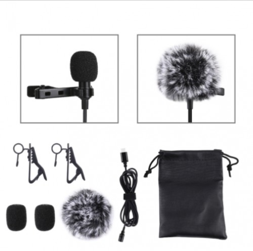 Puluz Jack Lavalier Wired Condenser Recording Microphone 1.5m USB-C | Type-C PU425 image 3