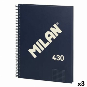 Piezīmju Grāmata Milan 430 Zils A4 80 Loksnes (3 gb.)