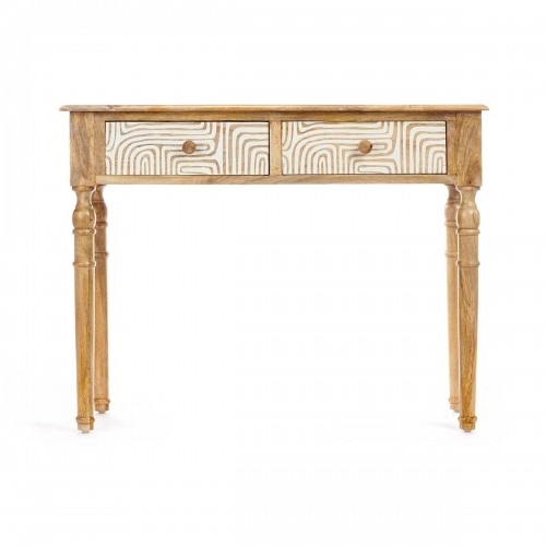 Gift Decor Vestibila galds ar 2 atvilktnēm Balts Brūns Mango koks 98 x 77 x 42 cm Līkne image 3