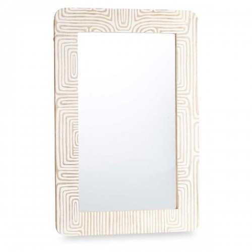 Gift Decor Sienas spogulis Balts Brūns Mango koks Līkne 90 x 60 x 2 cm image 1