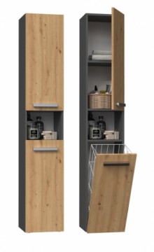 Top E Shop Topeshop NEL III ANT/ART bathroom storage cabinet Graphite, Oak