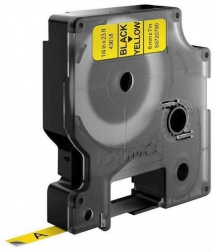 Dymo label printer tape D1 6mmx7m, black/yellow image 1