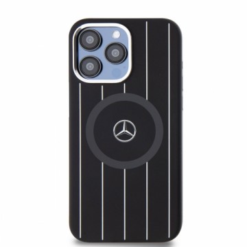 Mercedes Liquid Silicon Stripes Pattern MagSafe Case for iPhone 15 Pro Max Black