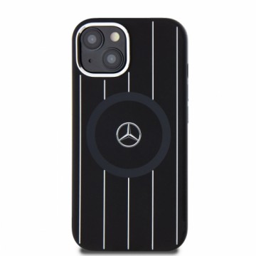 Mercedes Liquid Silicon Stripes Pattern MagSafe Case for iPhone 15 Black