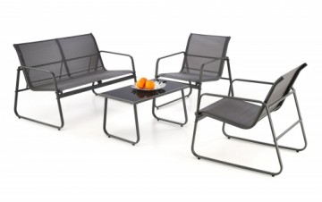 Halmar CONOR garden set (sofa + 2 chairs + coffee table), dark grey / light grey