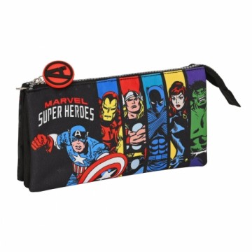 Trīsvietīgs futrālis The Avengers Super heroes Melns (22 x 12 x 3 cm)