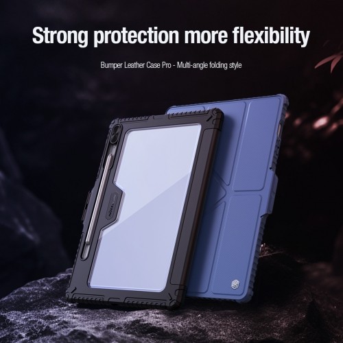 Nillkin Bumper PRO Protective Stand Case Multi-angle for Samsung Galaxy Tab S9 FE+ Sapphire Blue image 3