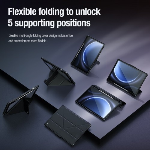 Nillkin Bumper PRO Protective Stand Case Multi-angle for Samsung Galaxy Tab S9 FE+ Sapphire Blue image 4