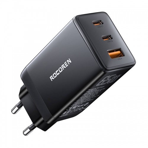 Fast Charger Rocoren GaN Pro 65W, 2x USB-C, USB (black) image 1