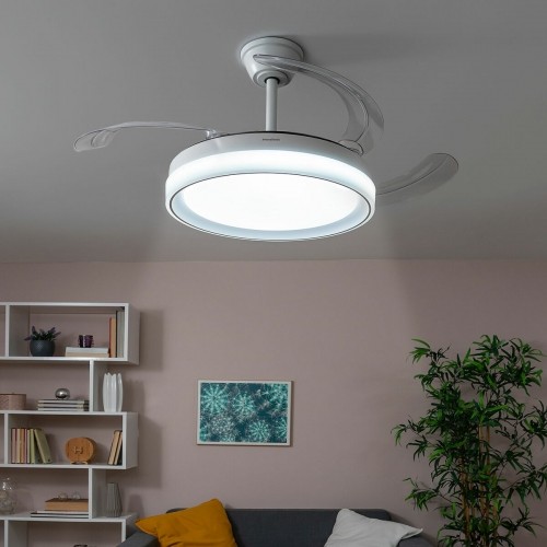 Griestu ventilators ar LED gaismu un 4 izvelkamām lāpstiņām Blalefan InnovaGoods Balts 72 W image 1