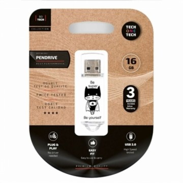 USB Zibatmiņa Tech One Tech TEC4018-16 Melns/Balts 16 GB