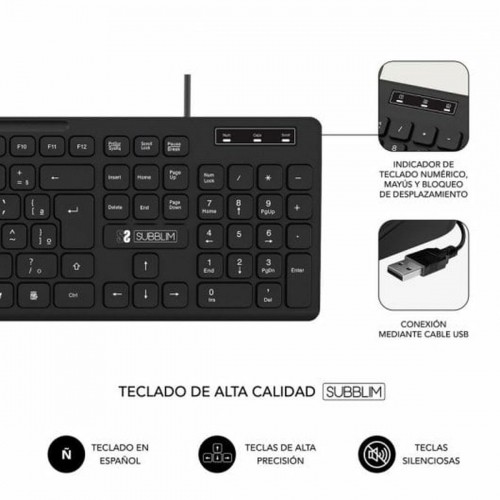Клавиатура и мышь Subblim SUBKBC-CSSK01 Чёрный QWERTY image 3