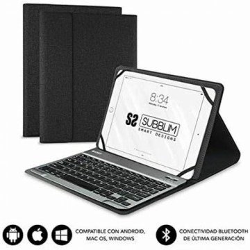 Чехол для планшета с клавиатурой Subblim SUB-KT2-BT0001 10.1" Чёрный Испанская Qwerty QWERTY Bluetooth