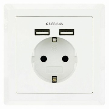 Настенная розетка с 2 портами USB TooQ 10.35.0010 5V/2.4A Белый 2,4 A