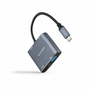 USB-C uz VGA/HDMI Adapteris NANOCABLE 10.16.4304 Pelēks 4K Ultra HD
