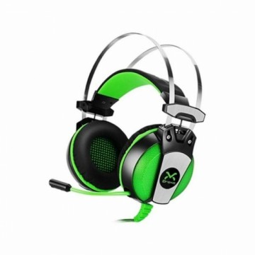 Austiņas ar Mikrofonu Spēlēm Droxio HADLOK USB Melns Melns/Zaļš