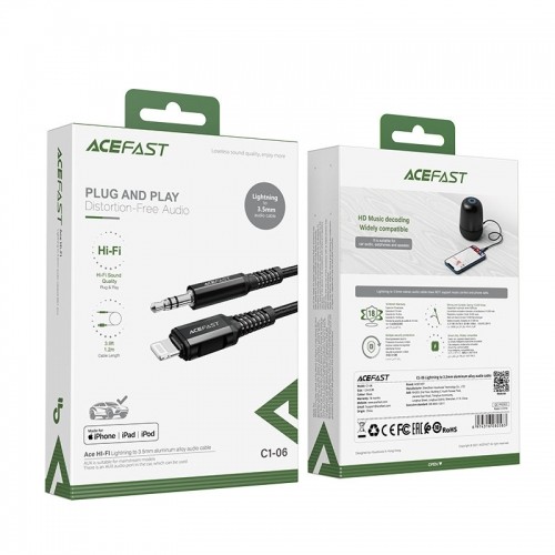 Acefast audio cable MFI Lightning - 3.5mm mini jack (male) 1.2m, AUX black (C1-06 black) image 5