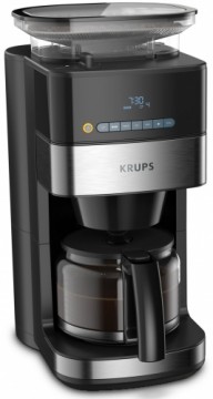 KRUPS grind & brew kafijas automāts ar filtru un dzirnaviņām, 1.25L, melns - KM832810