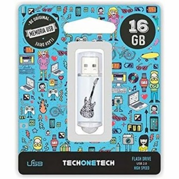 USB Zibatmiņa Tech One Tech Be Original Crazy Black Guitar 16 GB