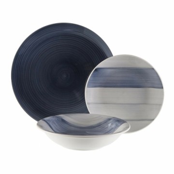 Pusdienas Aprīkojuma Komplekts Versa Leanne Tumši zils Keramika 26,5 x 26,5 cm 18 Daudzums