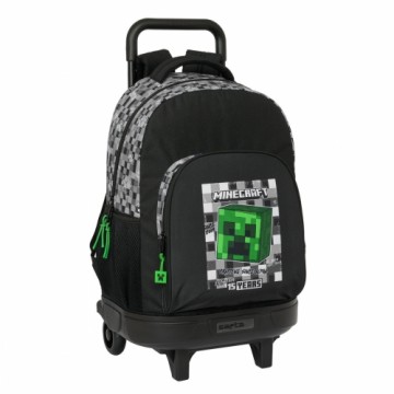 Skolas mugursoma ar riteņiem Minecraft Melns Zaļš Pelēks 33 X 45 X 22 cm