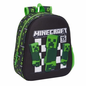 3D skolas soma Minecraft Melns Zaļš 27 x 33 x 10 cm