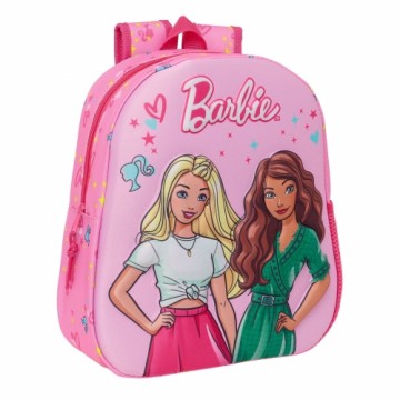 3D skolas soma Barbie Rozā Fuksija 27 x 33 x 10 cm